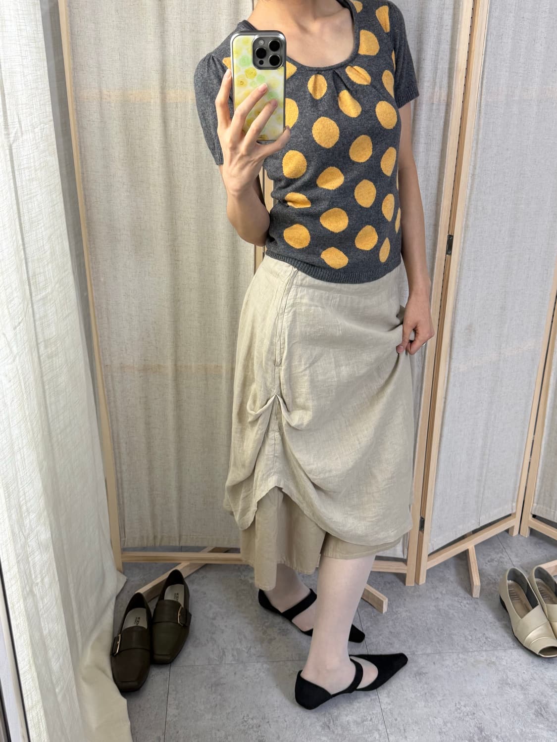 Vie orne 도트 니트 반팔 탑 상품이미지2