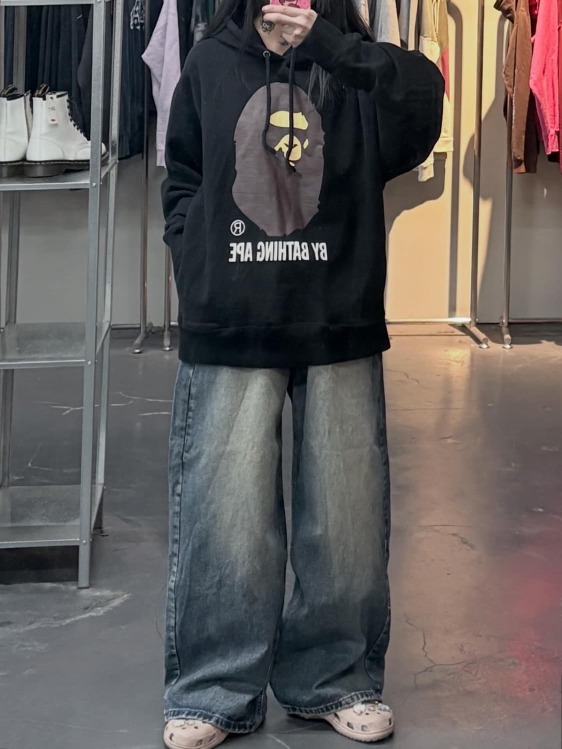 베이프 빅페이스로고 블랙 후드티 A3509 상품이미지1