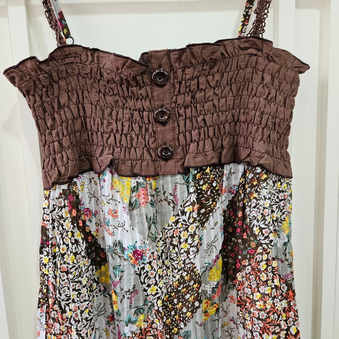 플라워 레이스 셔링 패치원피스 상품이미지3