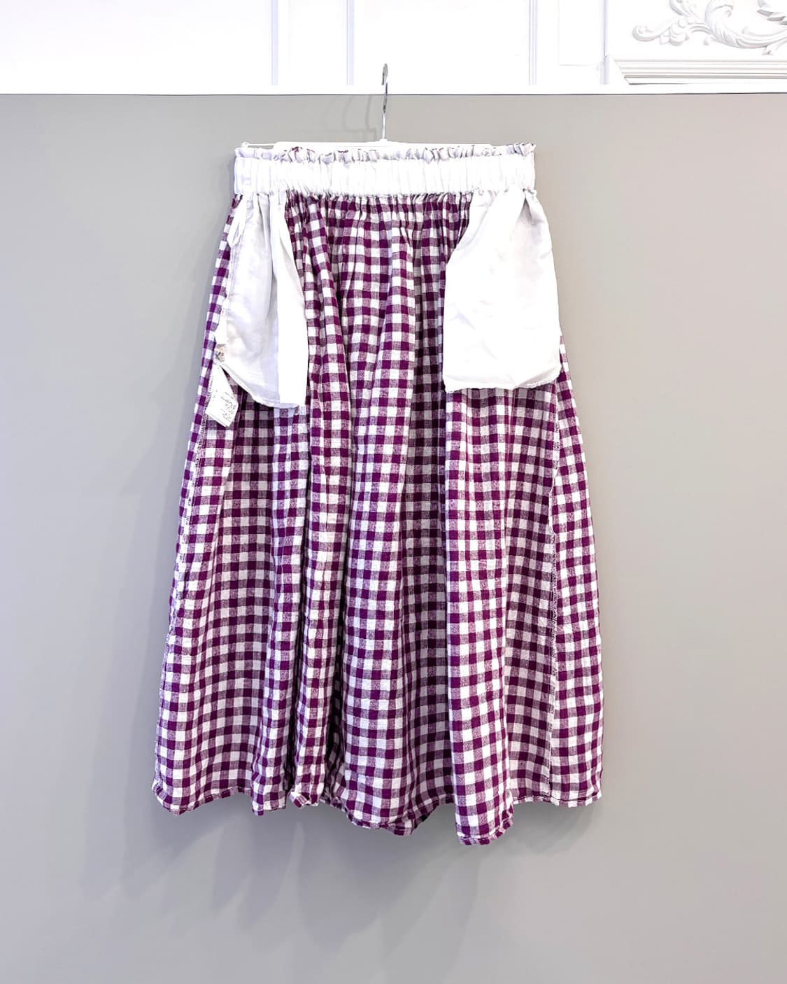 빈티지 퍼플 깅엄 체크 벌룬 스커트 상품이미지3