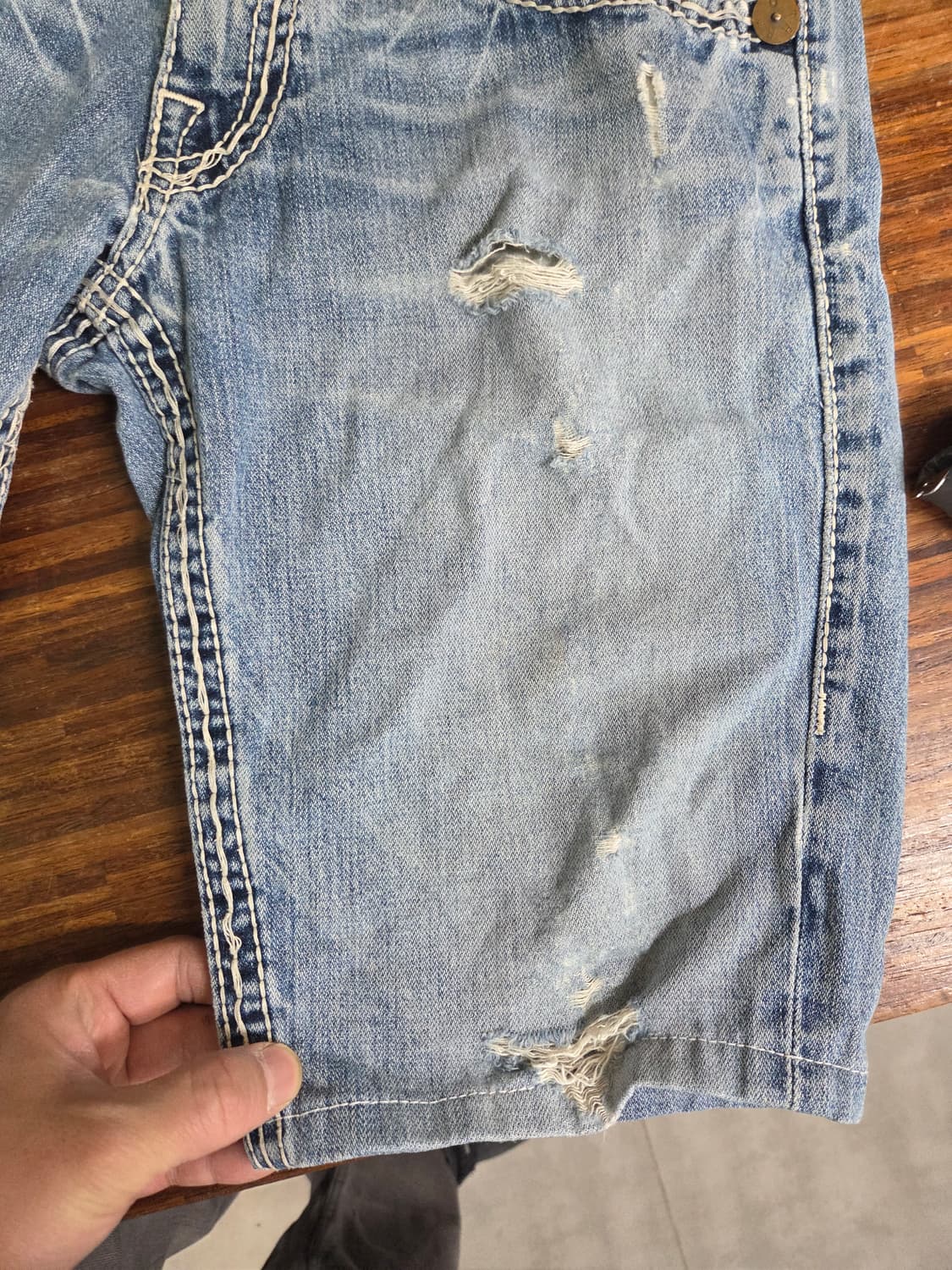 트루릴리전 스티치 커스텀 데님반바지 30 상품이미지8