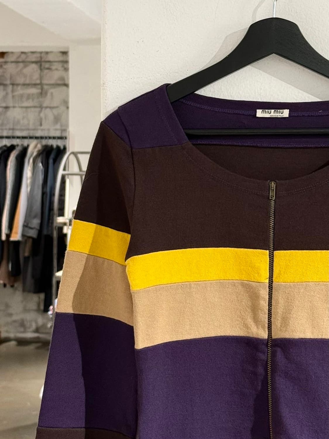 미우미우 멀티컬러 스트라이프 코튼 집업 가디건 상품이미지2