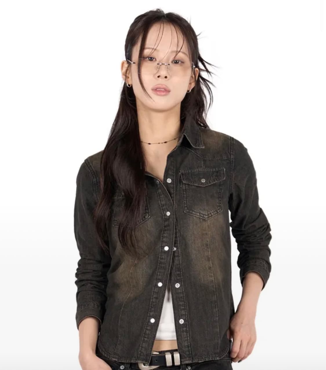 릿킴 청자켓 블랙 WESTERN WASHED DENIM SHIRT 상품이미지1