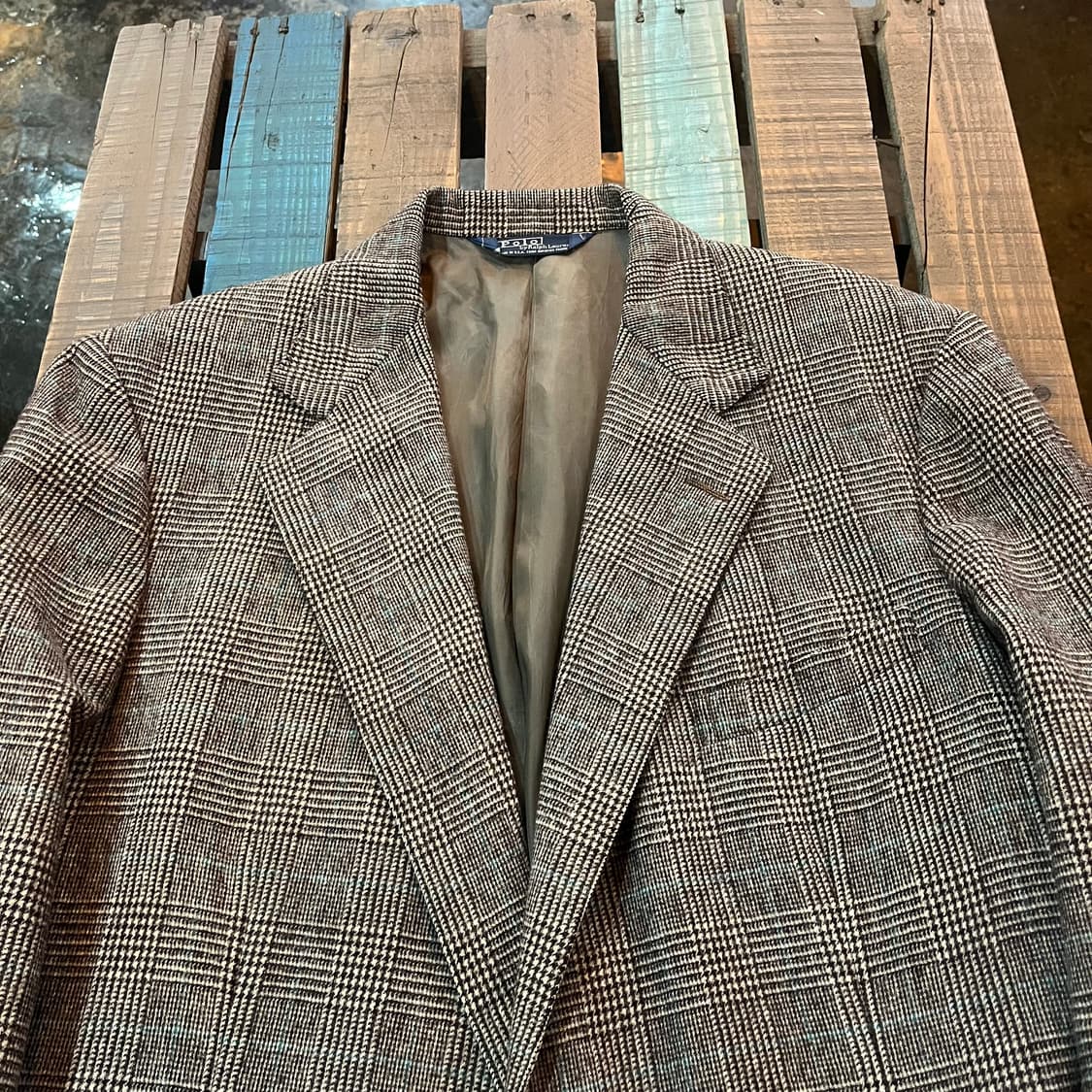 80~90s US 메이드 폴로 랄프로렌 체크 울 블레이저 상품이미지2