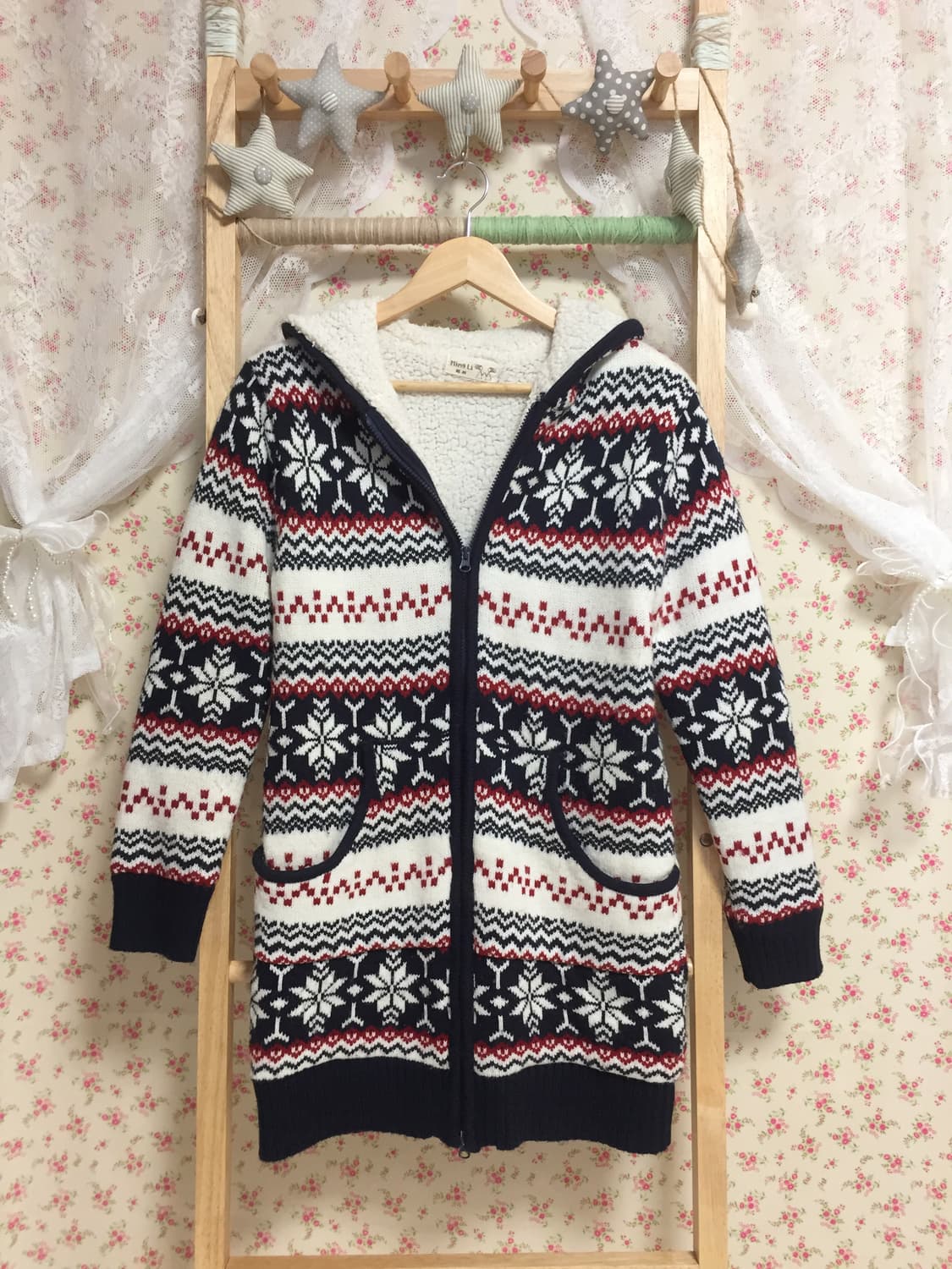 빈티지 노르딕 양털 후드집업 상품이미지2