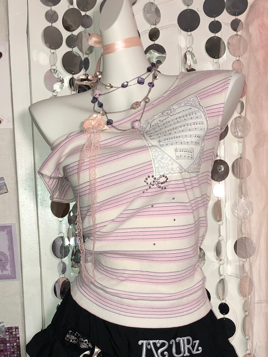 babe pink stripe top 상품이미지1