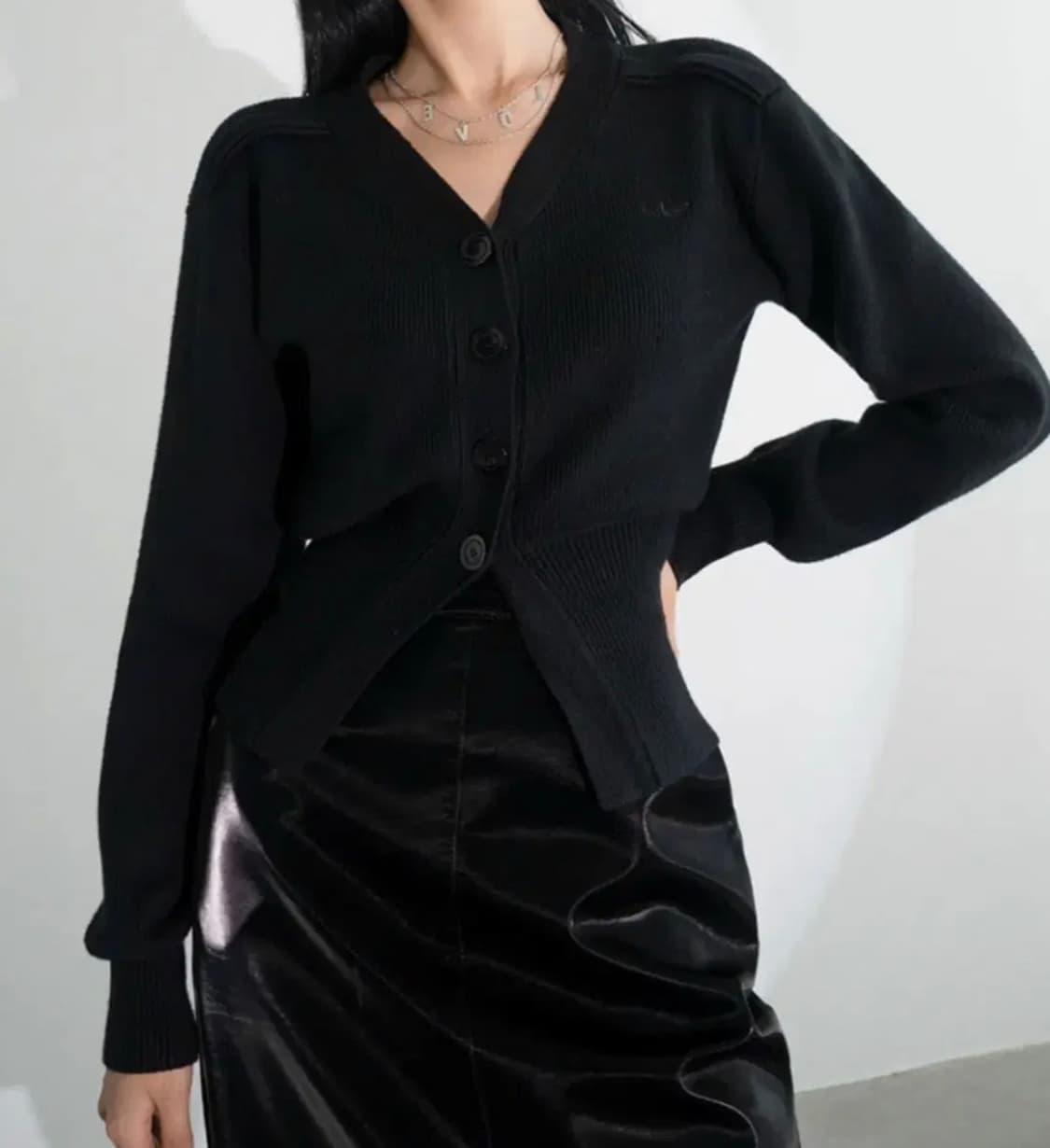어반드레스 Balloon Ribbed Cardigan BLACK 상품이미지1