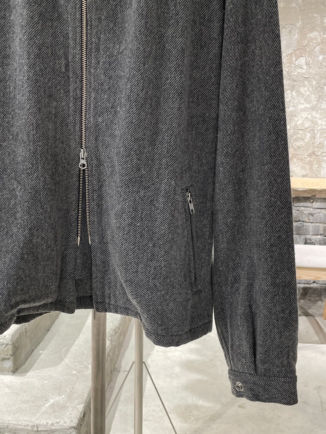 요지 야마모토 뿌르 옴므 그레이 램 스킨 퍼 투 웨이 집업 자켓 상품이미지5