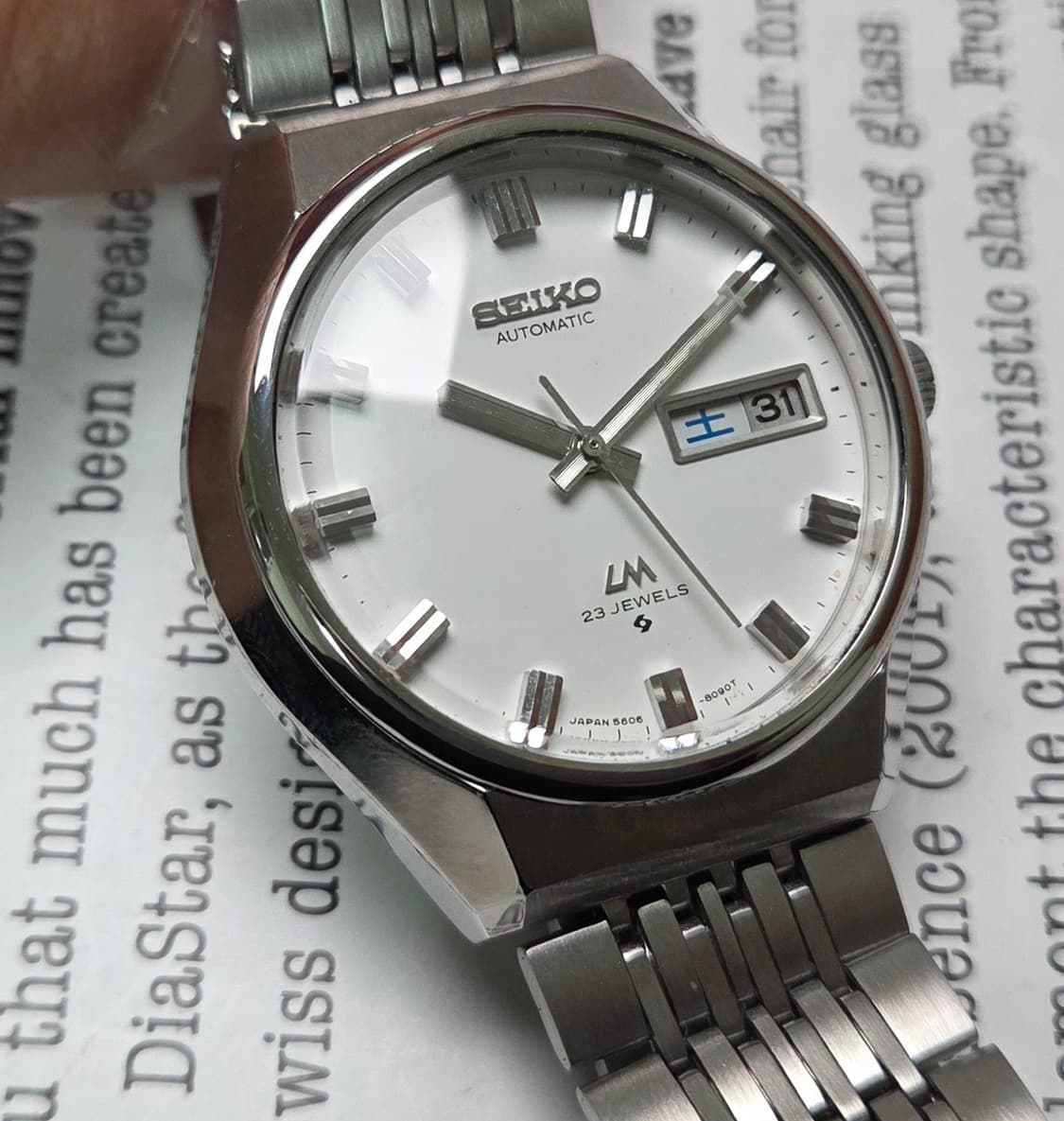 레어] 빈티지 세이코 LM로드매틱 화이트판 한자 데이데이트 쌀알 브레이슬 상품이미지2