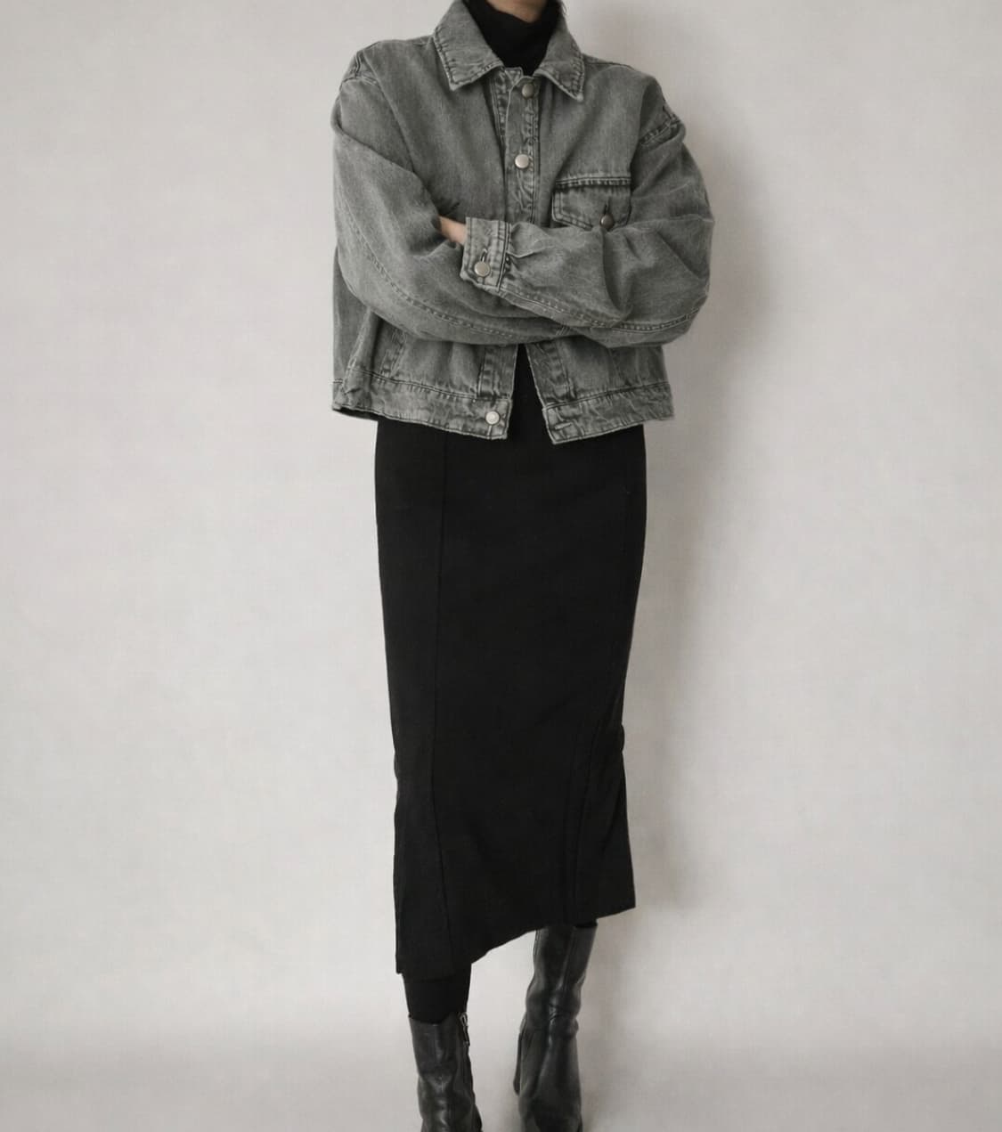 칼 라거펠트 그레이워싱 데님자켓 흑청자켓 상품이미지1