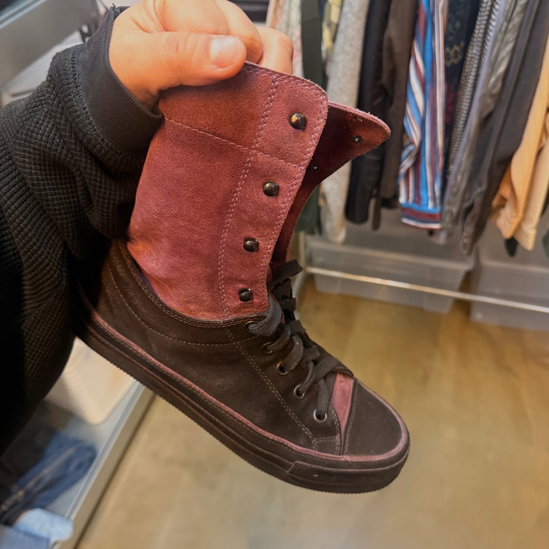 07SS 앤 드뮐미스터 퍼플 스웨이드 레더 스니커트 부츠 270 275 상품이미지3