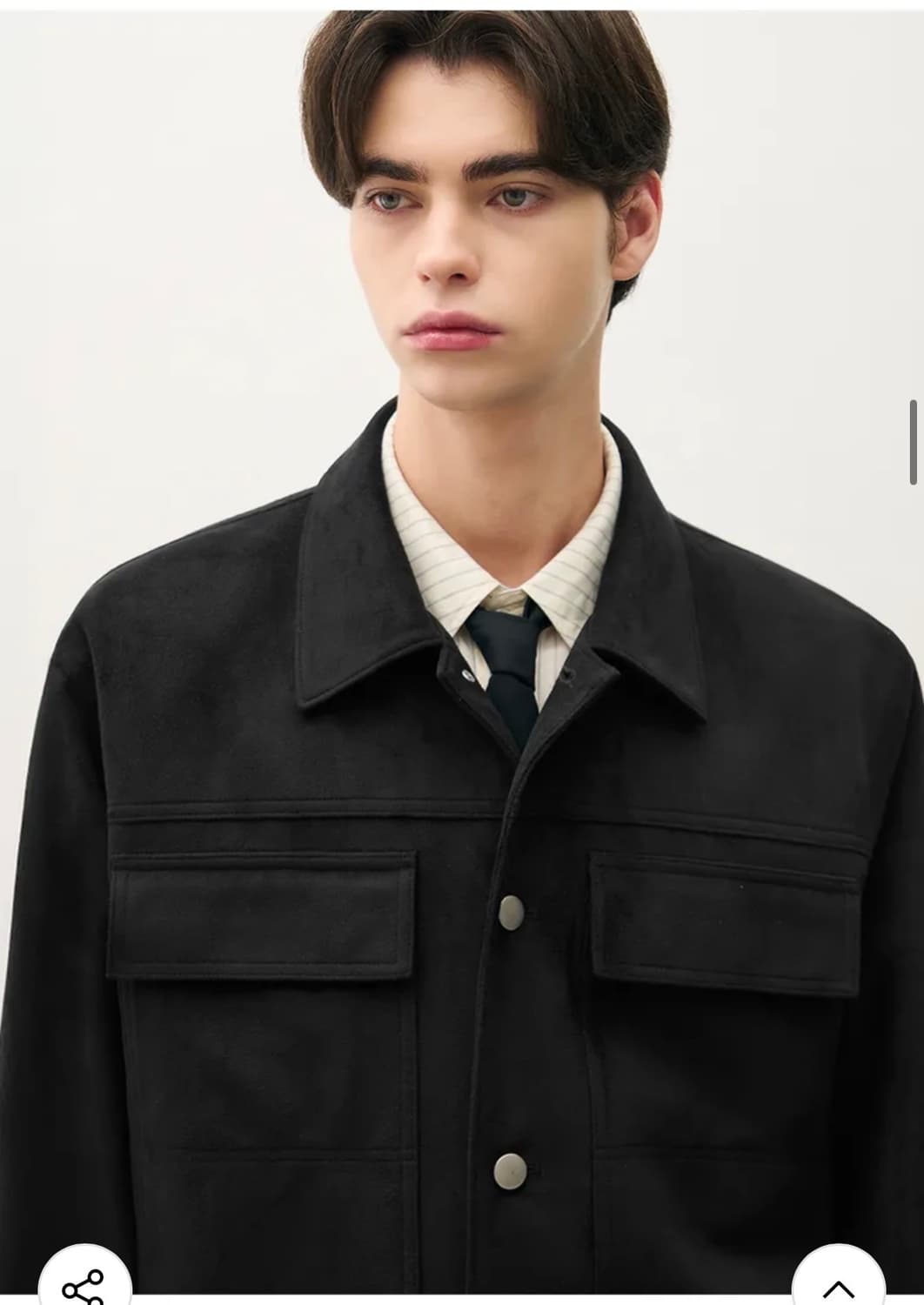 (L) 드로우핏 레이어 미니멀 스웨이드 자켓 [BLACK] 판매 상품이미지7