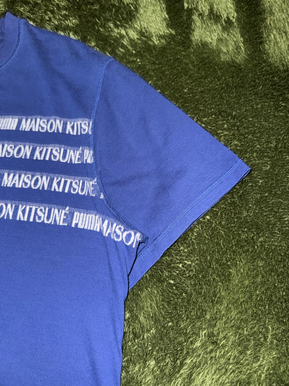[XL] 푸마 X 메종 키츠네 콜라보 자카드 티셔츠 블루 상품이미지4