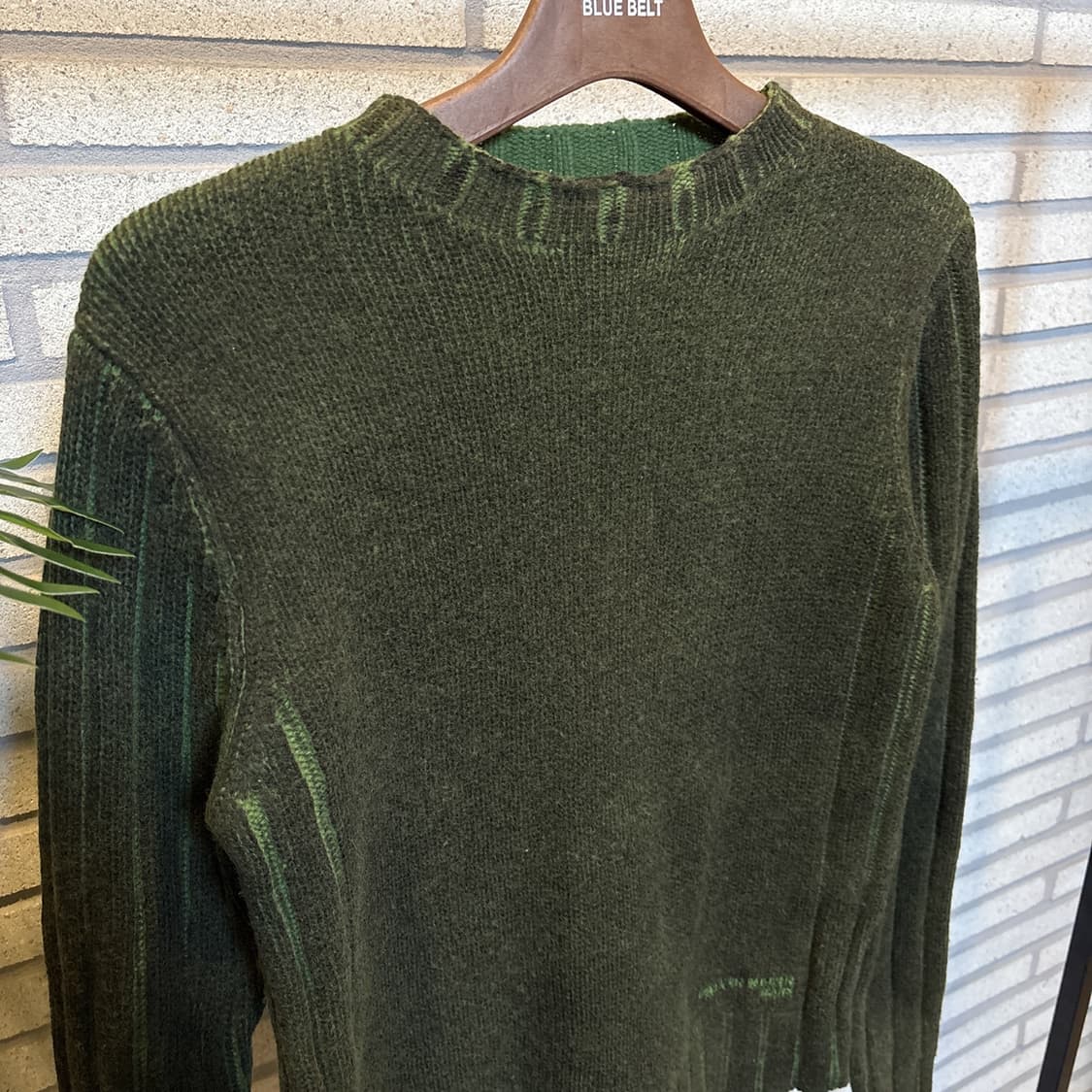 Calvin Klein 양면패턴 울니트 로고자수 골지 배색 디테일 그린 상품이미지4