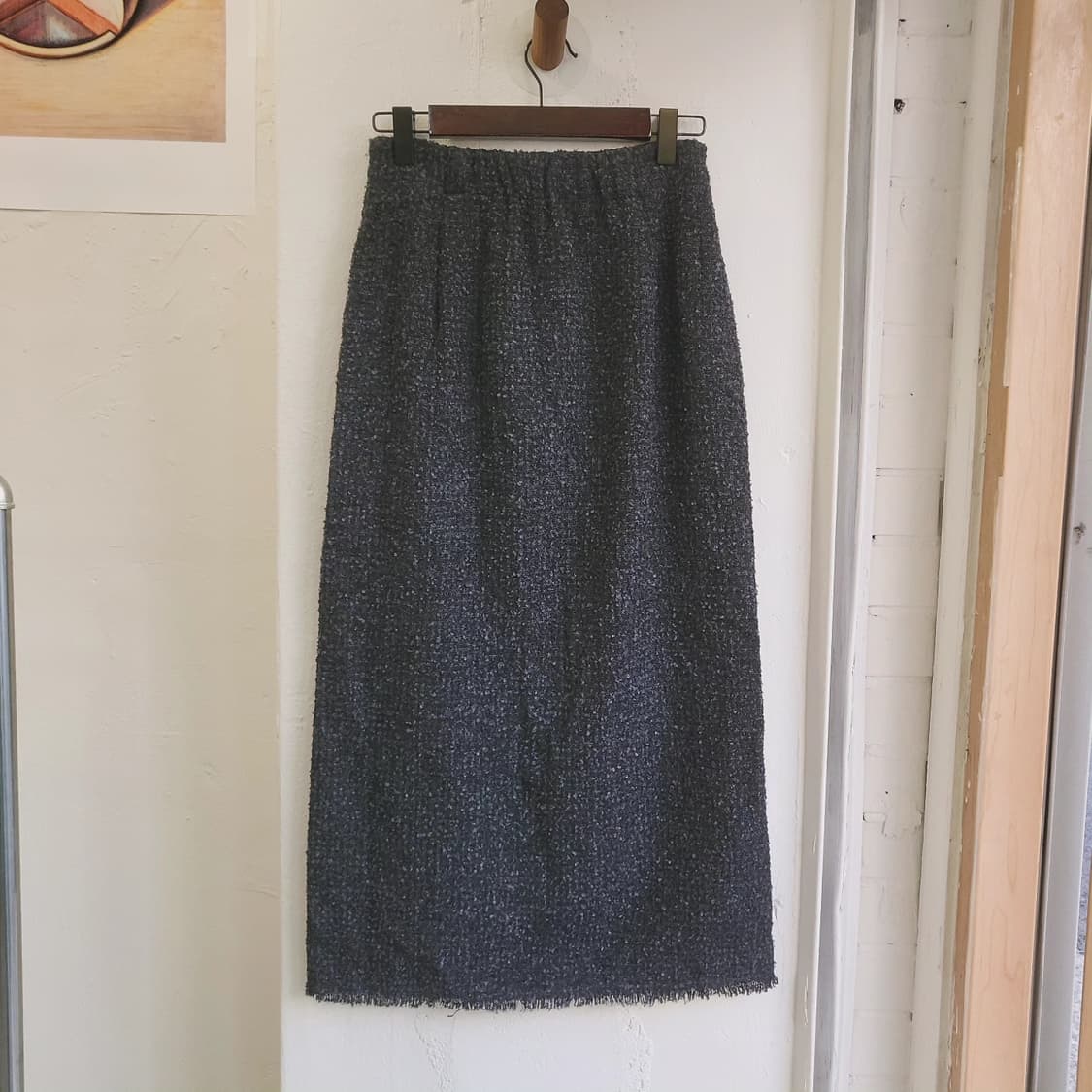 (새상품) GU 네이비 부클 슬릿 밴딩스커트 상품이미지6