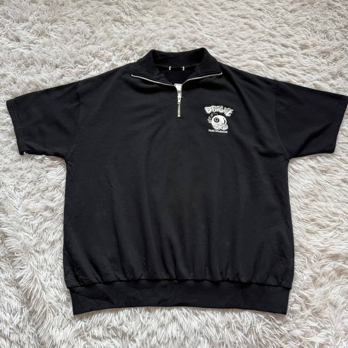 BRIGHE 일본빈티지 y2k 반집업 반팔맨투맨 반집업맨투맨 xl 105 상품이미지2