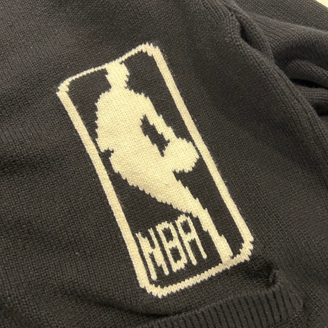 [L] NBA 엔비에이 빅로고 니트 가디건 블랙 A199 상품이미지4