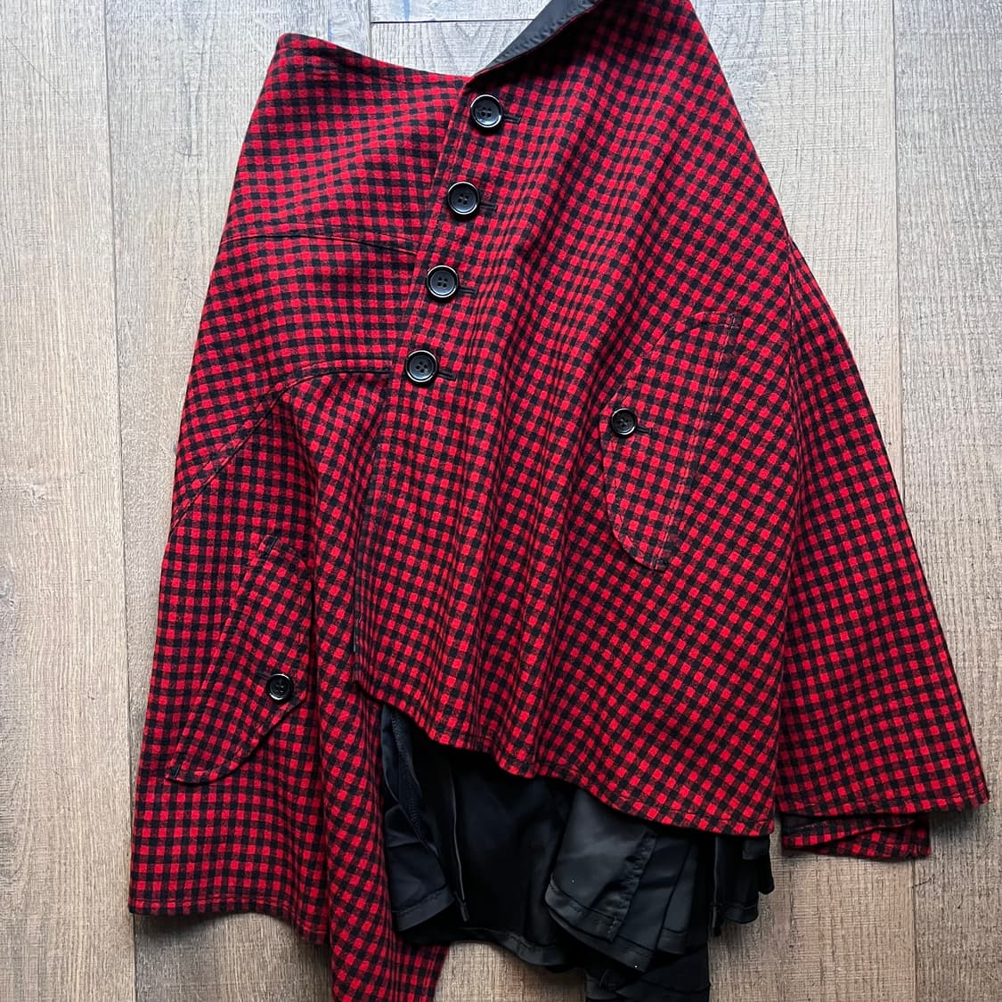 Gingham Check Asymmetry Docking Skirt 상품이미지6