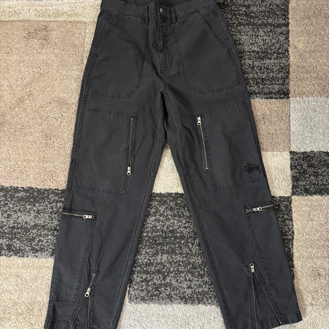 스투시 피그먼트 다이드 나이코 플라이트 팬츠 블랙 상품이미지1