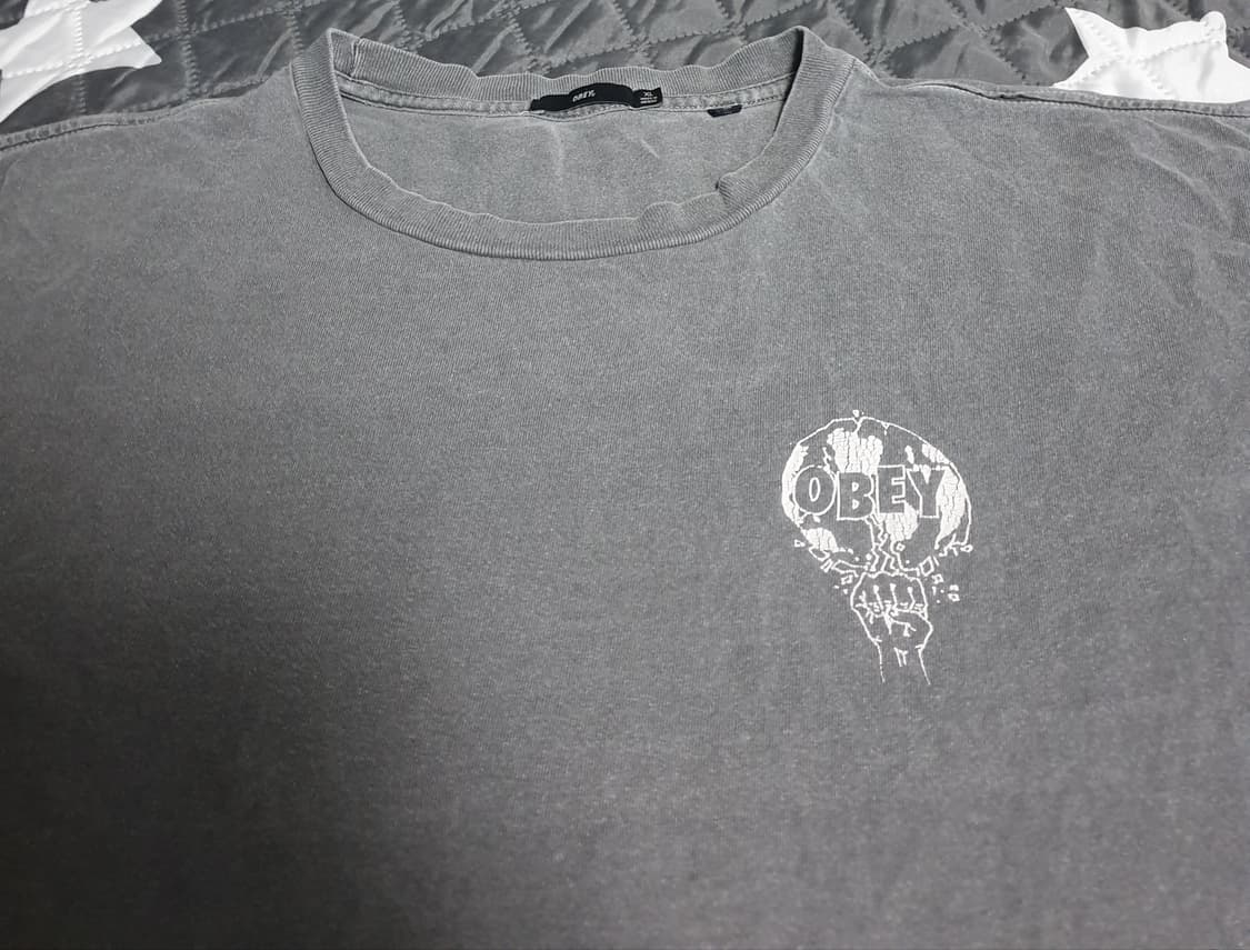 오베이 박스핏 피그먼트워싱 반팔티 그레이 (XL) 상품이미지2