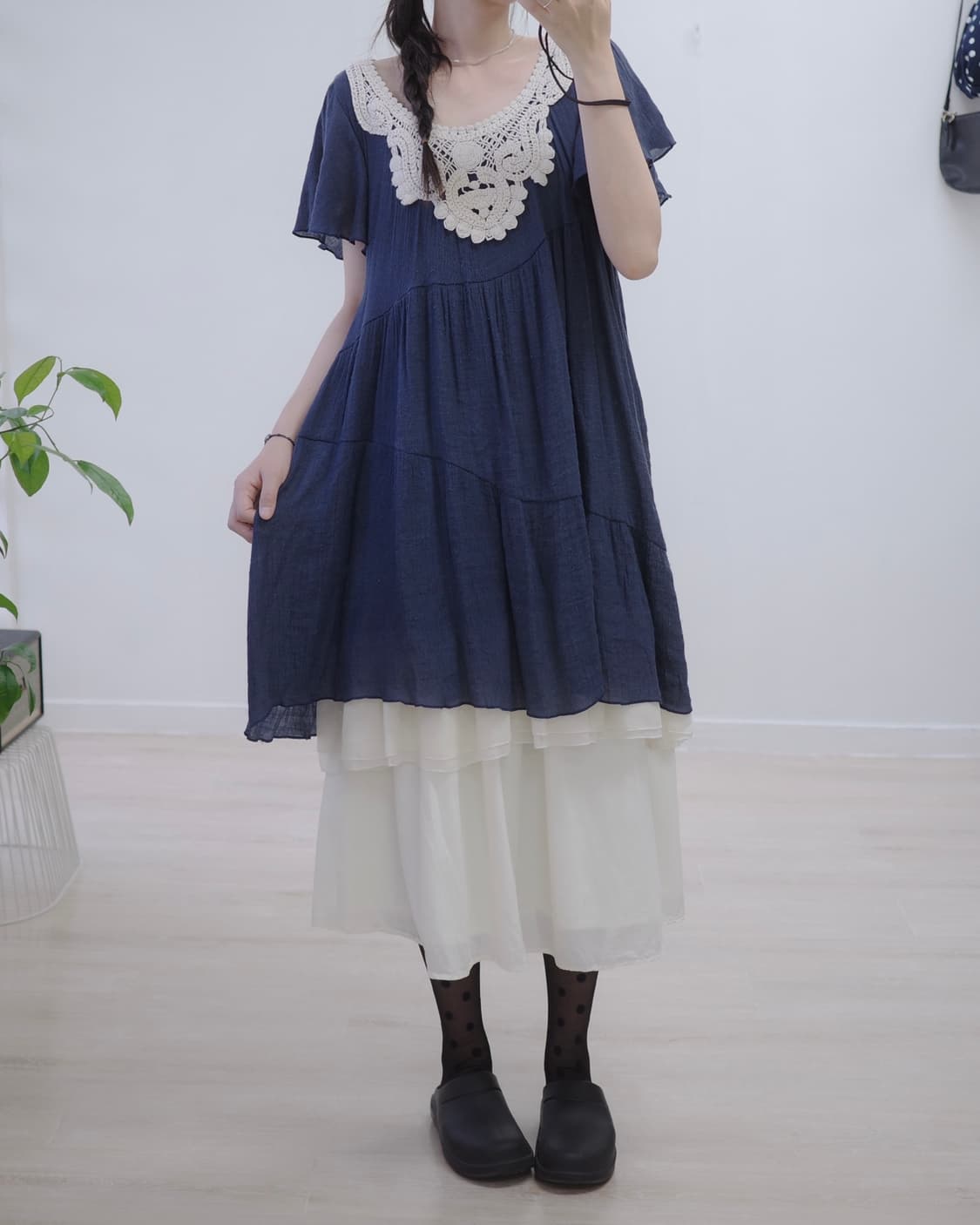 Magic Sound navy lace dress 상품이미지5