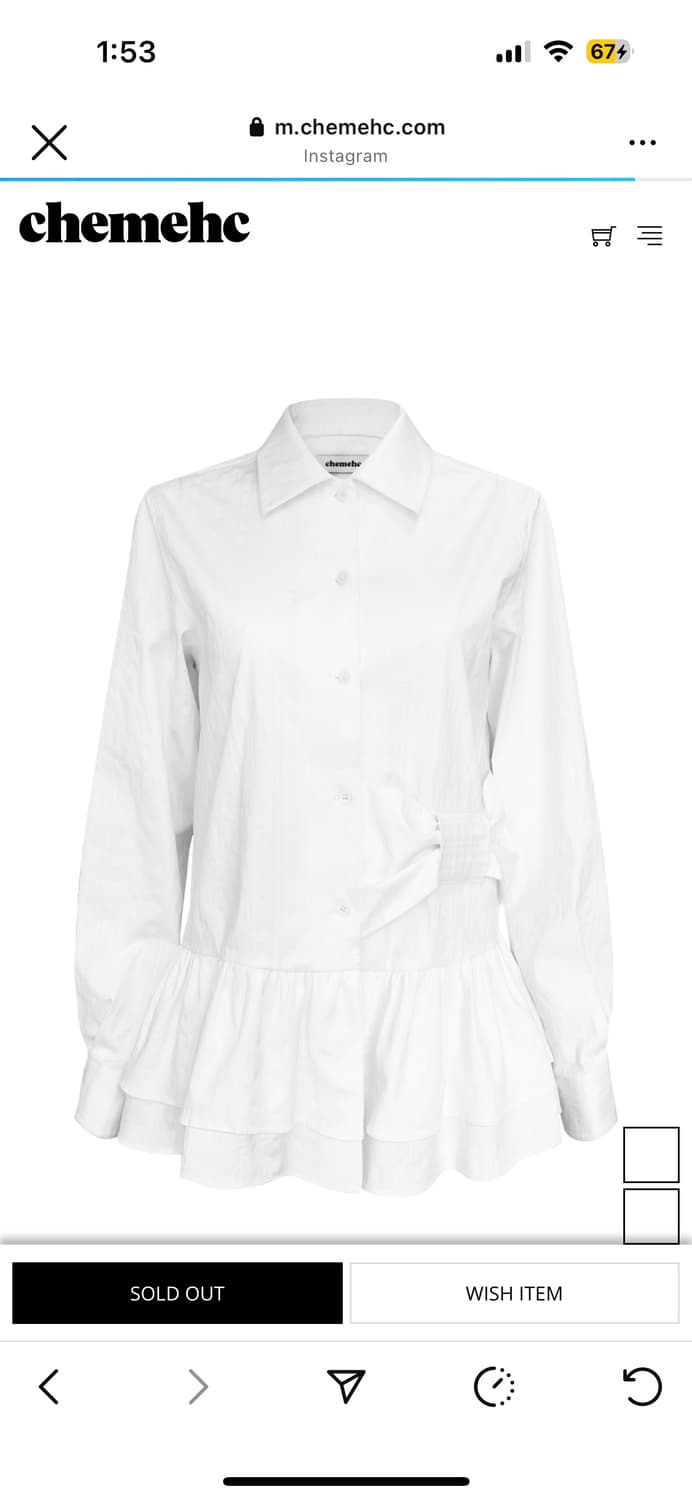 체메씨 보우 프릴 셔츠 화이트 상품이미지1