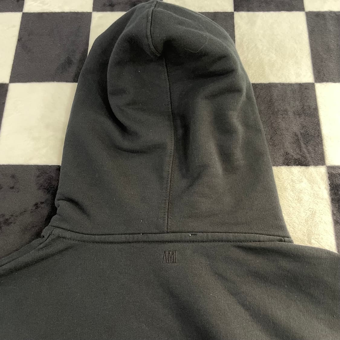 정품) AMI 아미 스몰 하트 로고 플리스 후드 블랙 (M) 상품이미지4