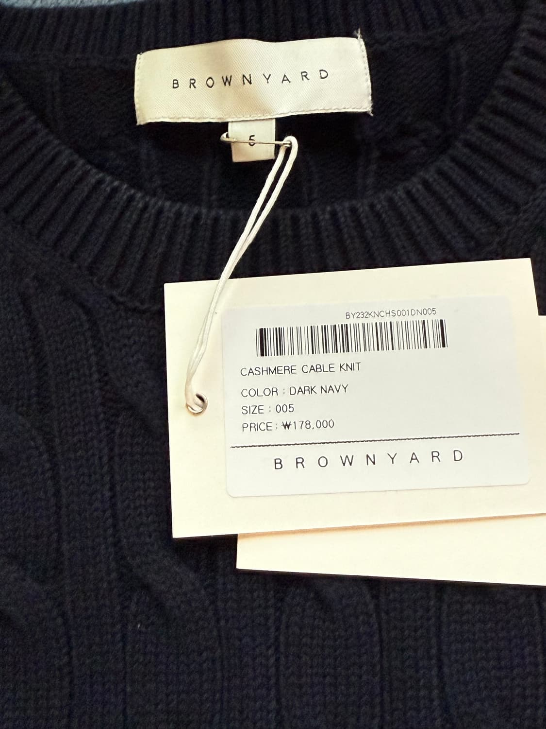 (5)브라운야드 캐시미어 케이블 니트 다크네이비 상품이미지4
