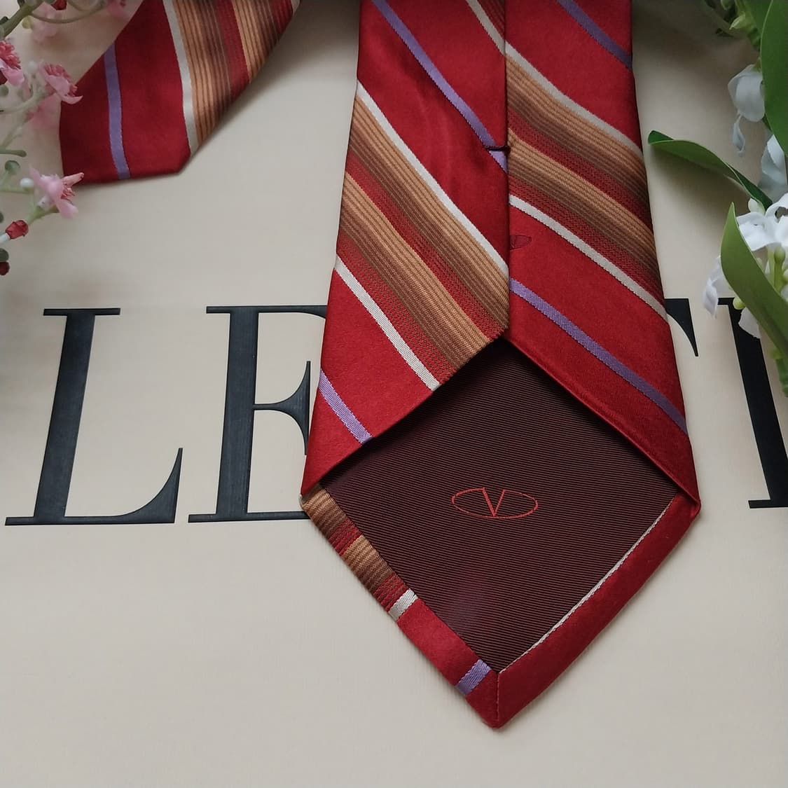 발렌티노 실크 레드 스트라이프 넥타이 9.6cm A등급 K1618
 상품이미지7