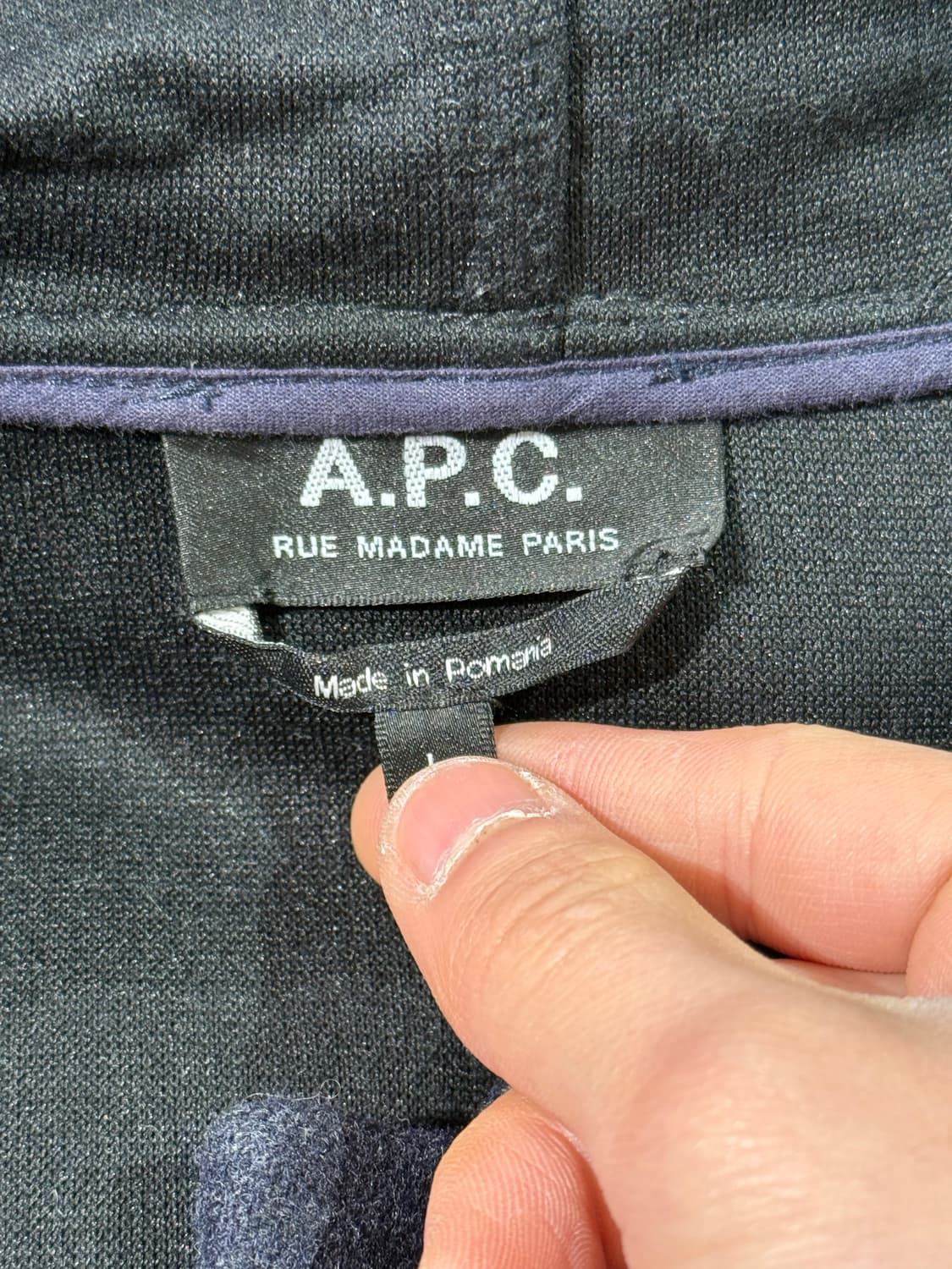 아페쎄 딥 네이비 히든 버튼 울 후디 코트 상품이미지7