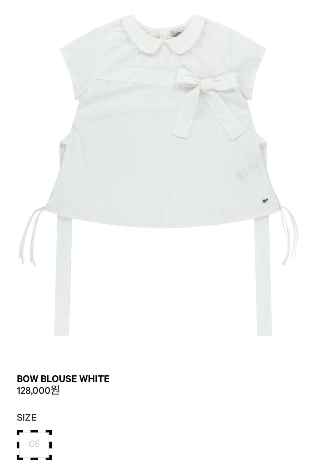 코이세이오 보우 블라우스BOW BLOUSE WHITE 블라우스 반팔 리본 상품이미지1