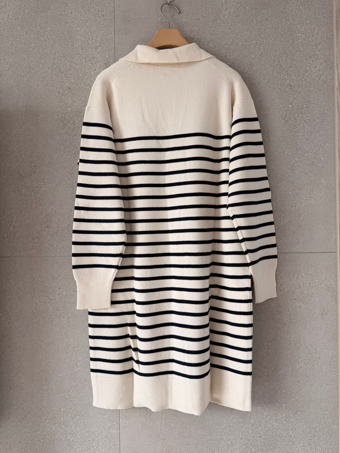 새상품 유니클로 스트라이프 롱 원피스 니트 카라넥 상품이미지2