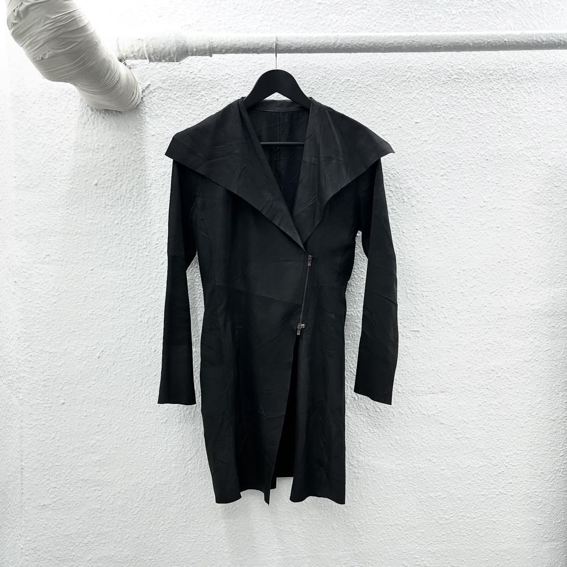 Asymmetry drape sheepskin leather jacket 상품이미지4