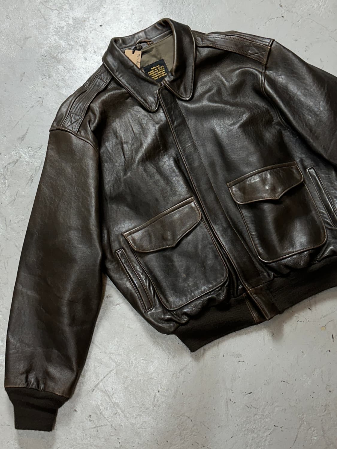 90's USA Made 빈티지 아비렉스 A2 레더 자켓 레더 봄버 상품이미지5