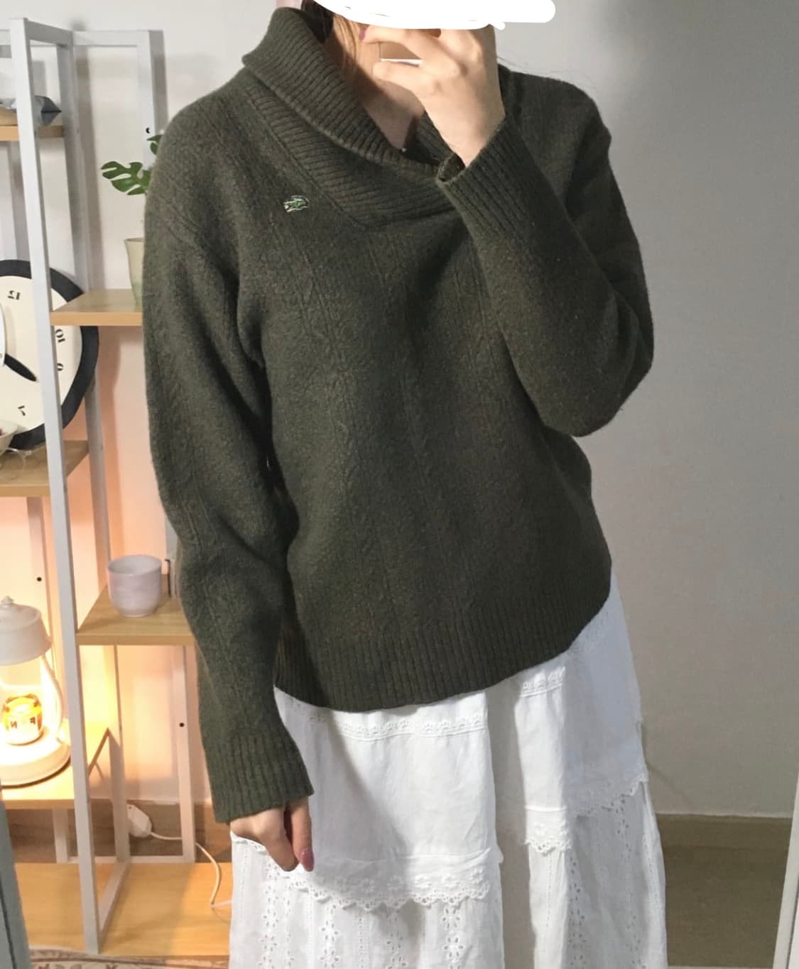 라코스테 카키 울 니트 빈티지 상품이미지1