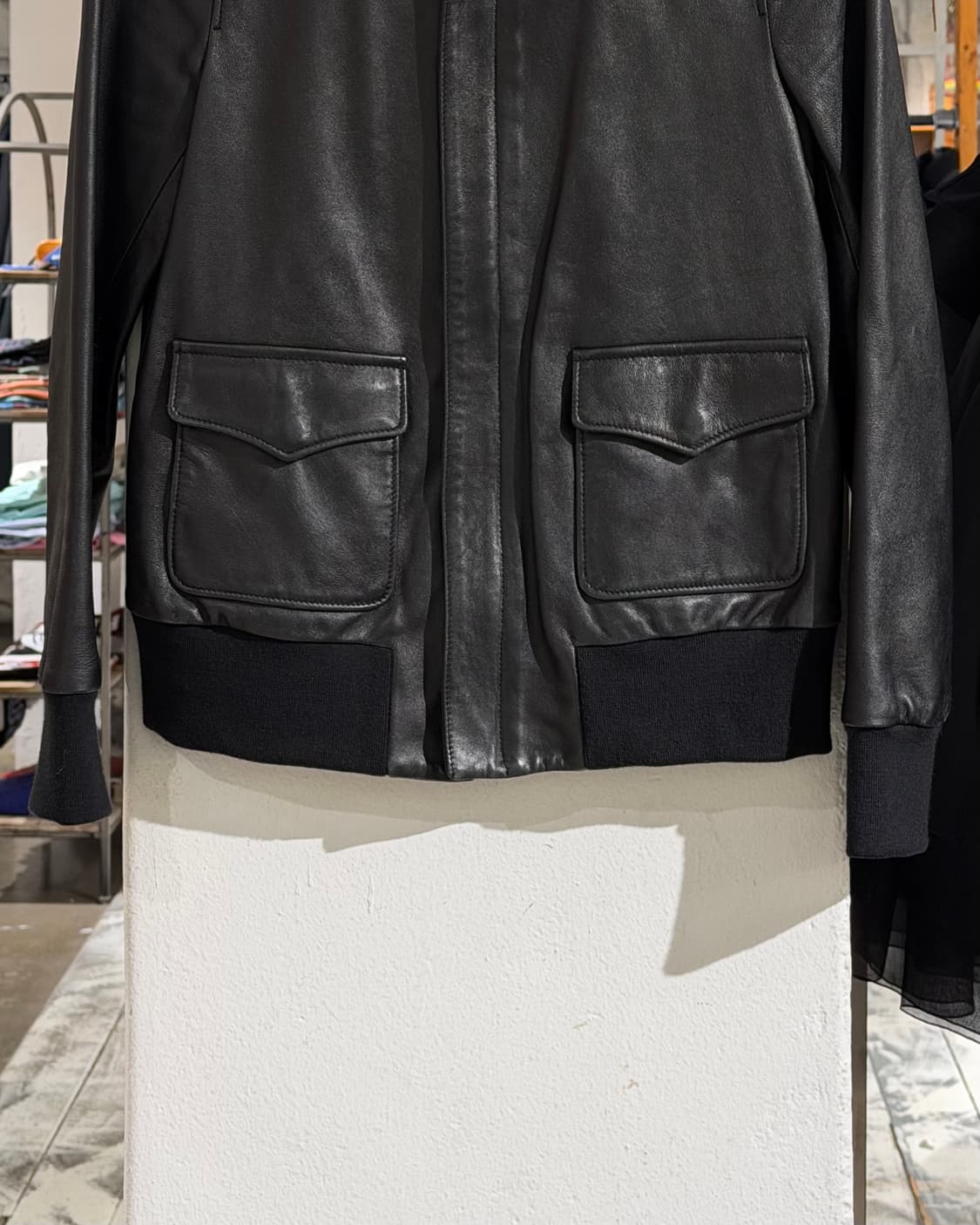 r13 블랙 투포켓 레더 자켓 상품이미지5