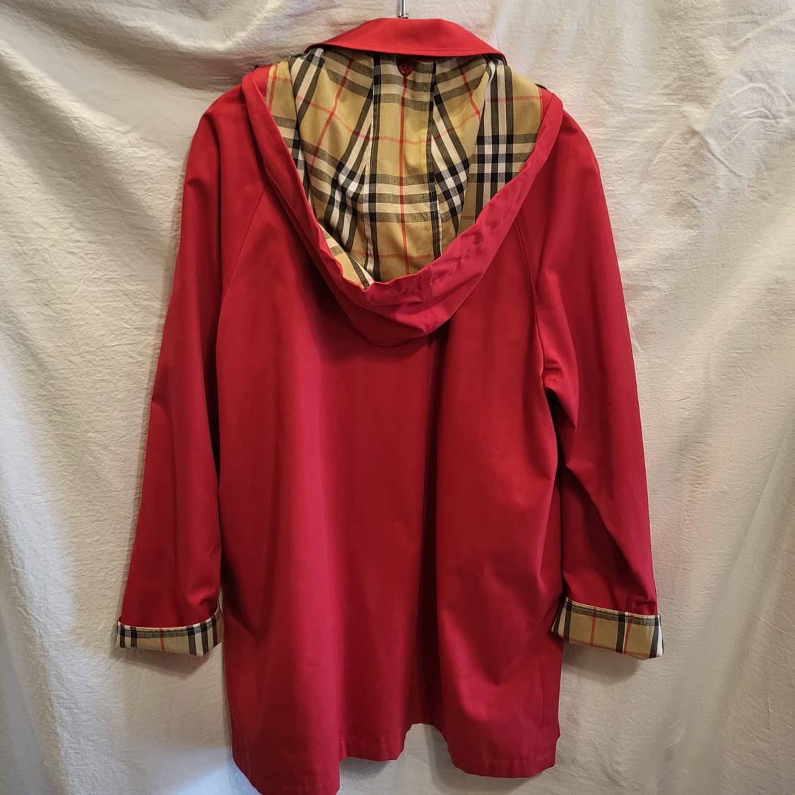 버버리 레드 노바 체크 후드 코트 트렌치 자켓 상품이미지7