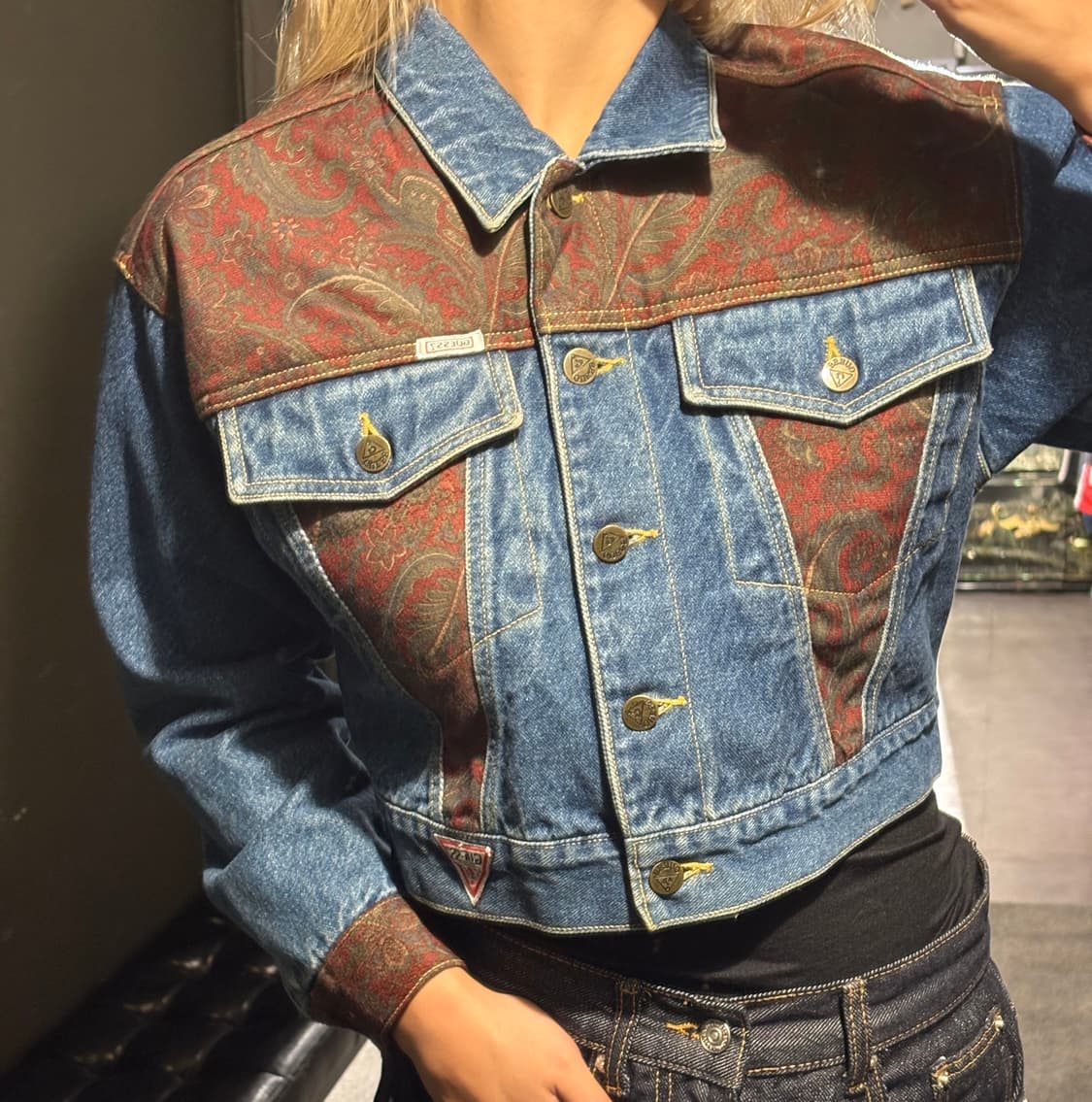 조르주 마르시아노 게스 80s 진청 브라운 플라워패턴 TYPE3 3세대  상품이미지1