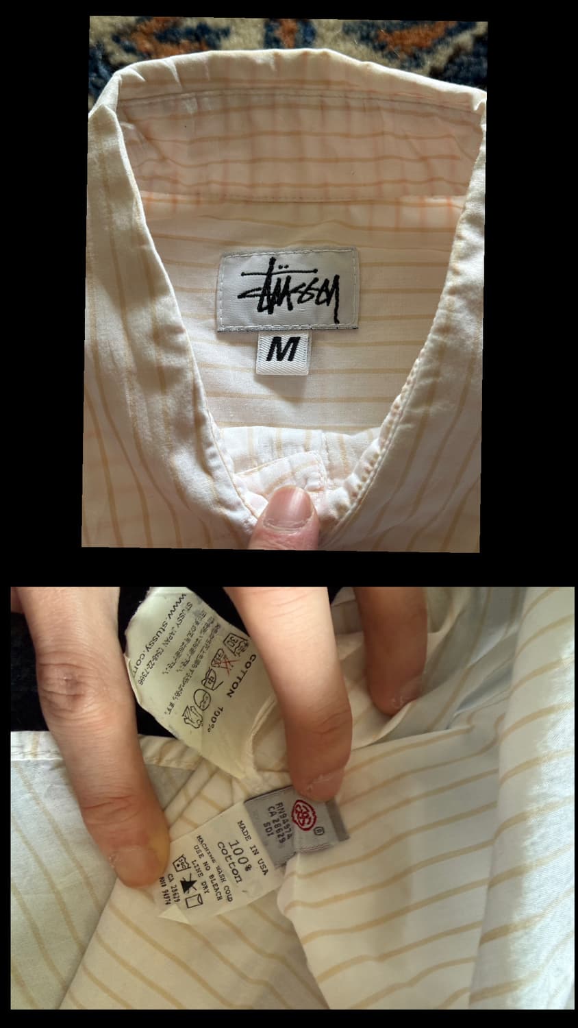 90s USA Stussy strip & check shirt  상품이미지10