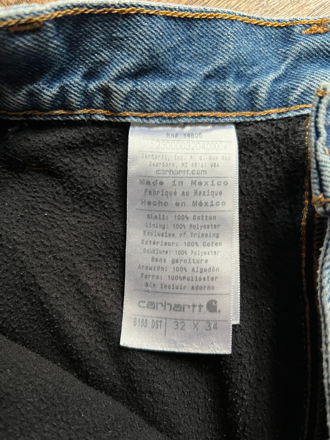 [32]칼하트 USA 플리스 라이닝 빈티지 워싱 워크 데님 팬츠 상품이미지9