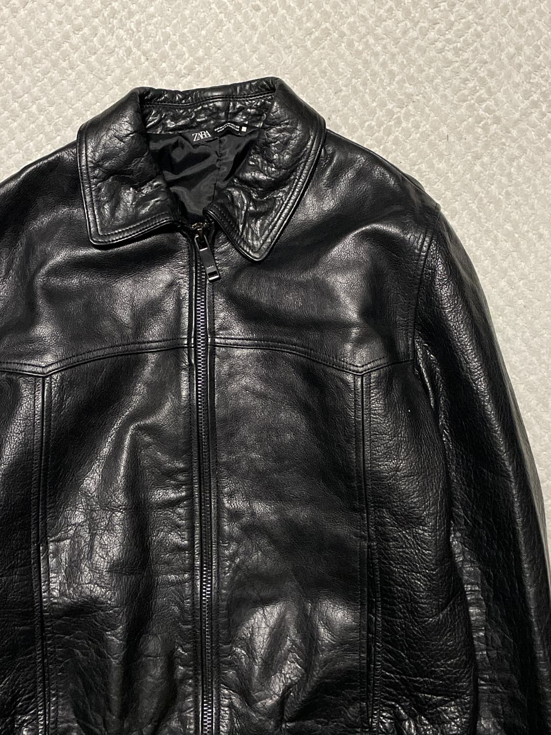 ZARA 자라 웨스턴 무드 카우하이드 버팔로 소가죽 레더 자켓 상품이미지4