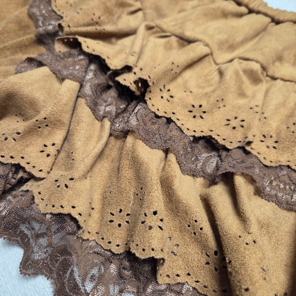 일본 빈티지 모리걸 펀칭 레이어드 레이스 숏팬츠 상품이미지2