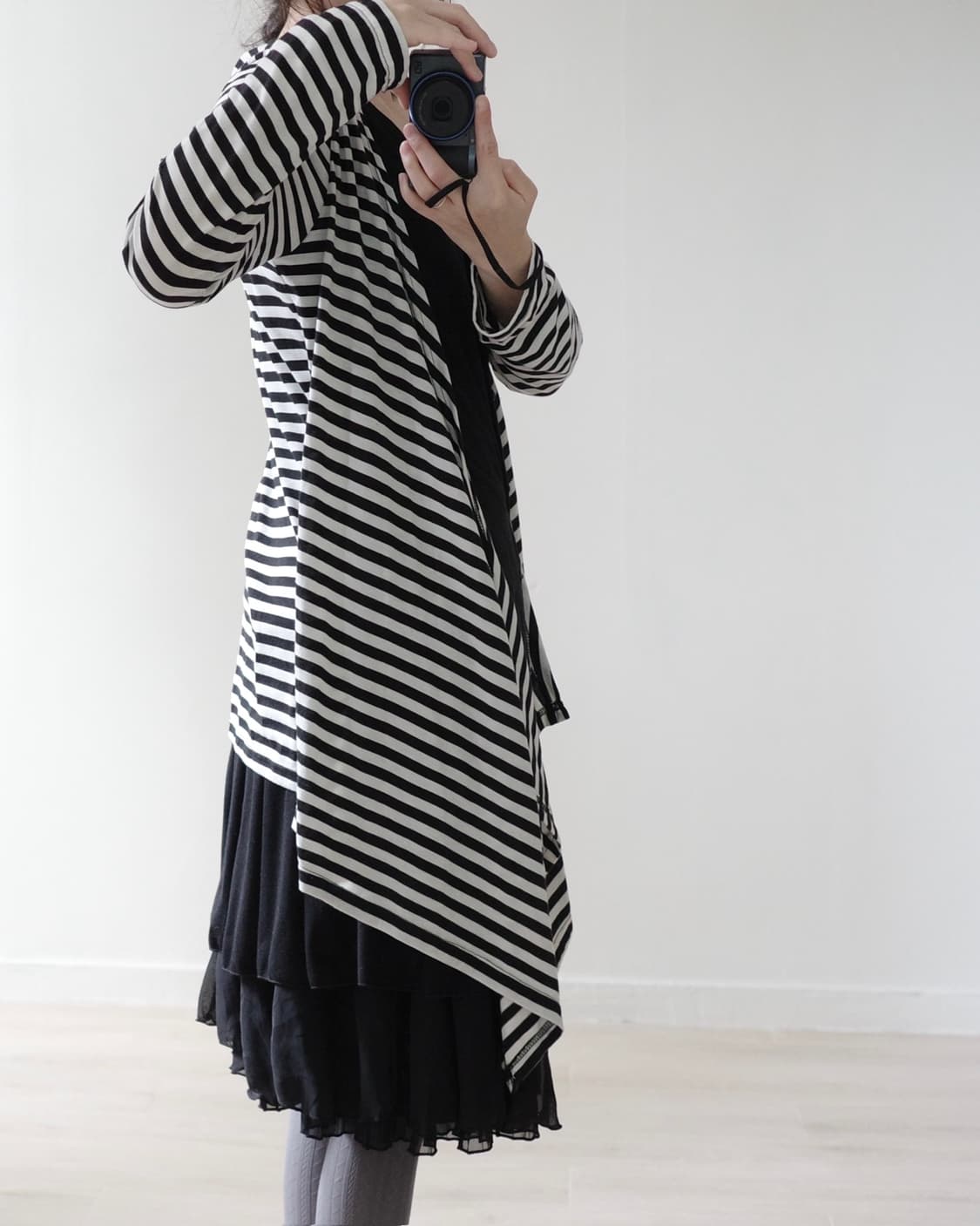 Monochrome striped layered cardigan 상품이미지5