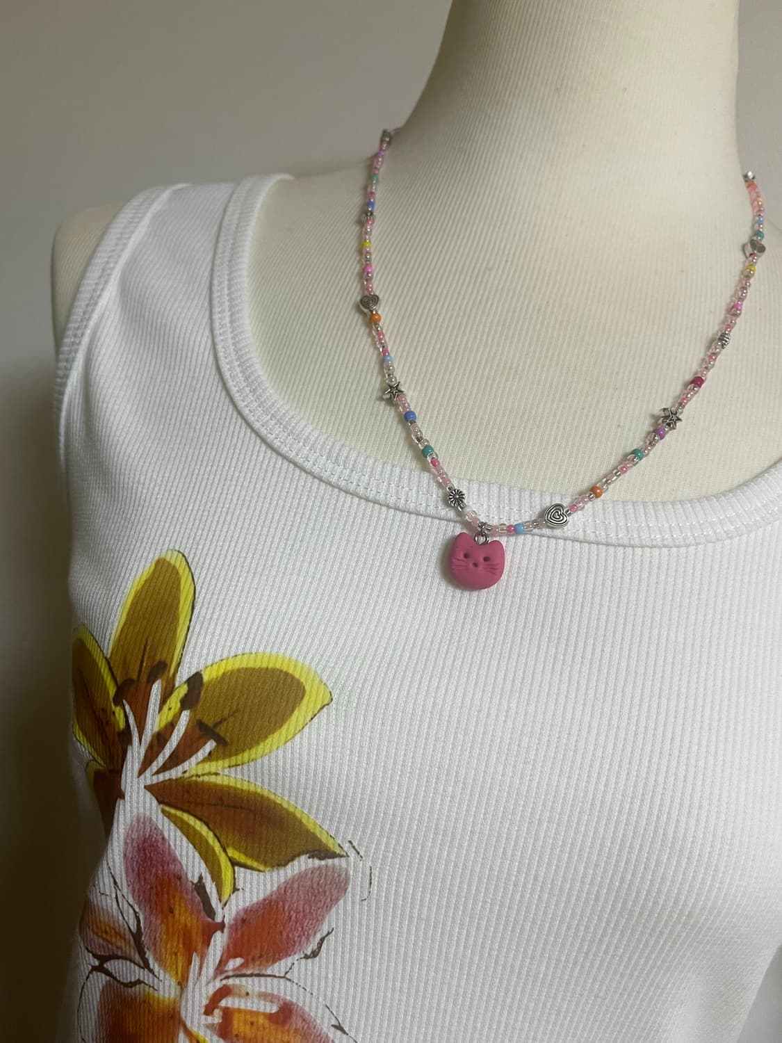 [핸드메이드] 고양이 비즈목걸이 상품이미지2