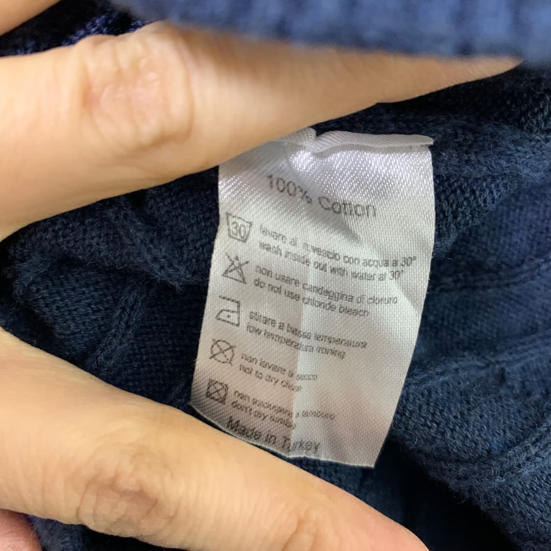 폴로 랄프로렌 네이비 케이블 니트 남성 S 남녀공용 루즈핏 브이넥 스웨터 상품이미지5