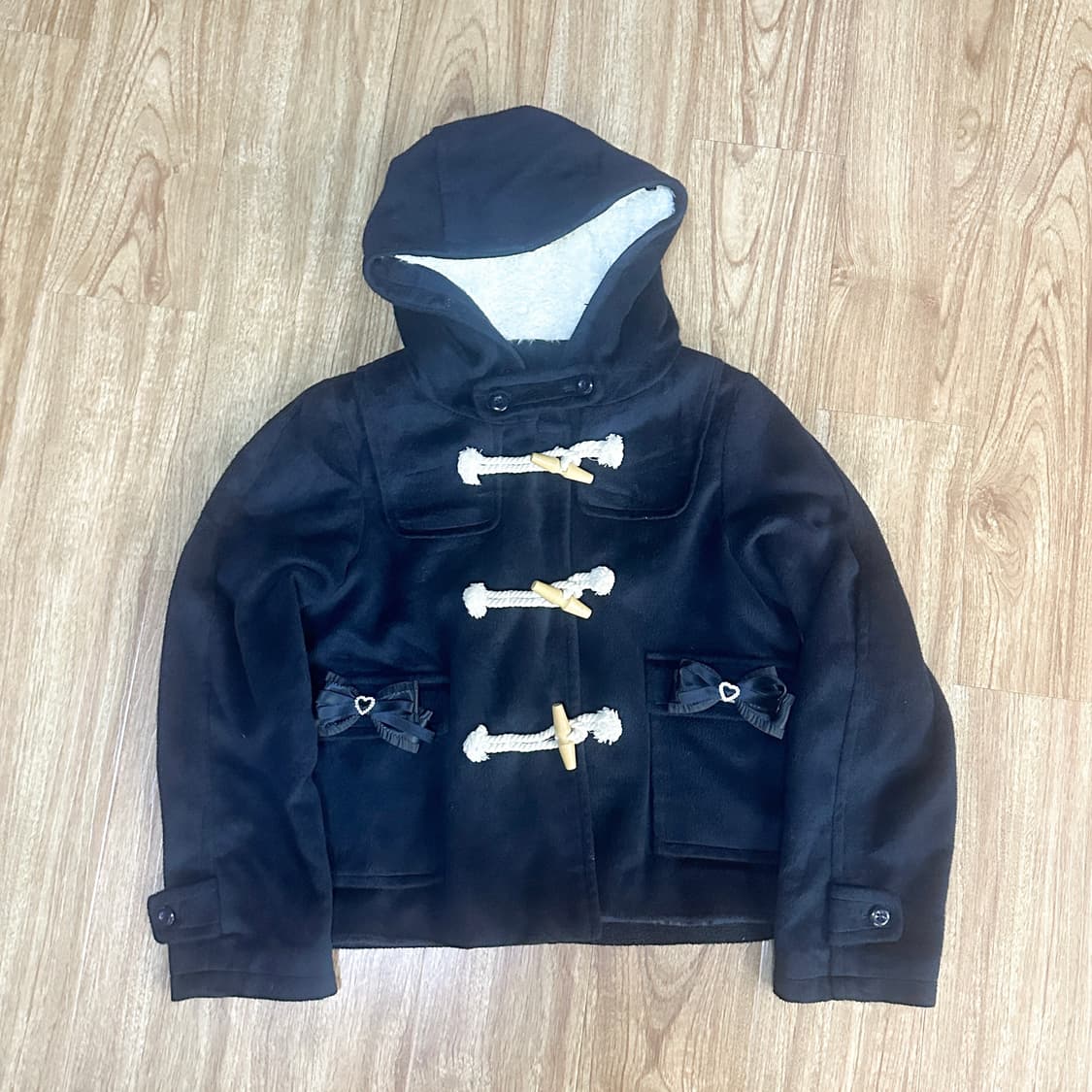 빈티지 리본 블랙 떡코 더플 코트 히메갸루 로걀 달천깔 고딕 페어리 고스 상품이미지1