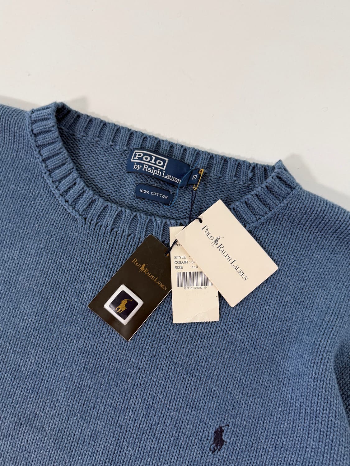 폴로 랄프로렌 00‘s 오버사이즈 해비 코튼 빈티지 블루 니트 상품이미지5
