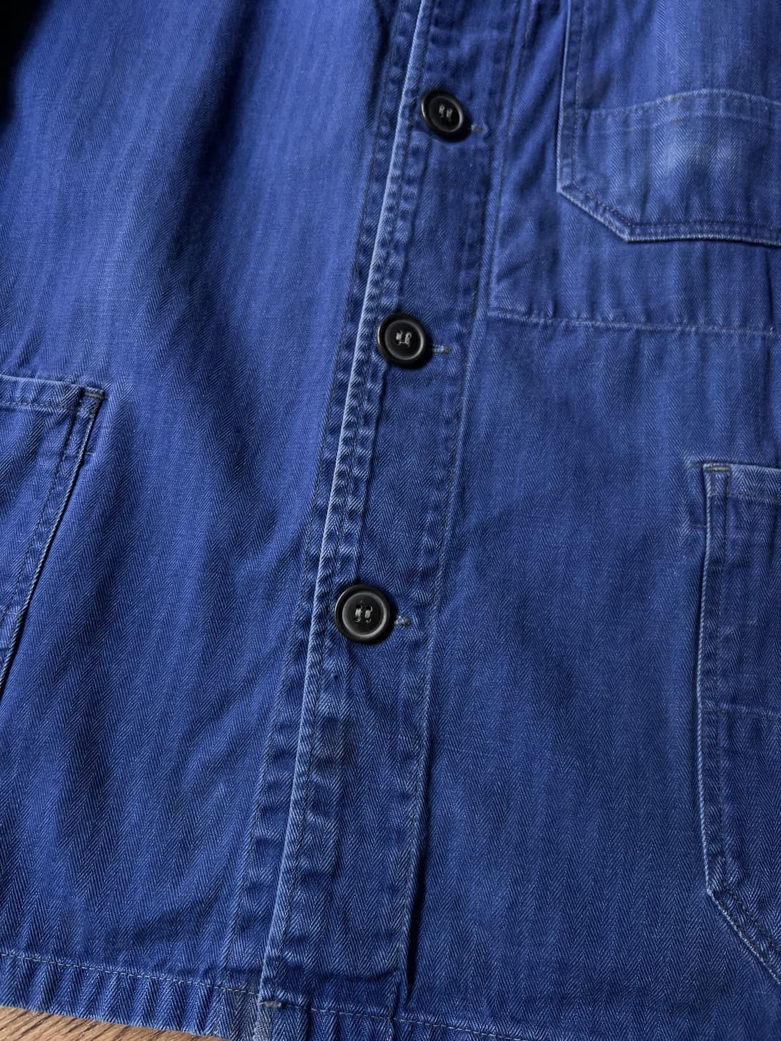 [M]90's 빈티지 워싱 3포켓 HBT 프렌치 워크 자켓 상품이미지5