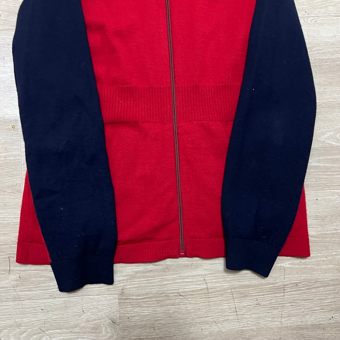 링스 골프 여성 골프웨어 울 배색 방풍 니트집업 [레드] S/90 상품이미지3