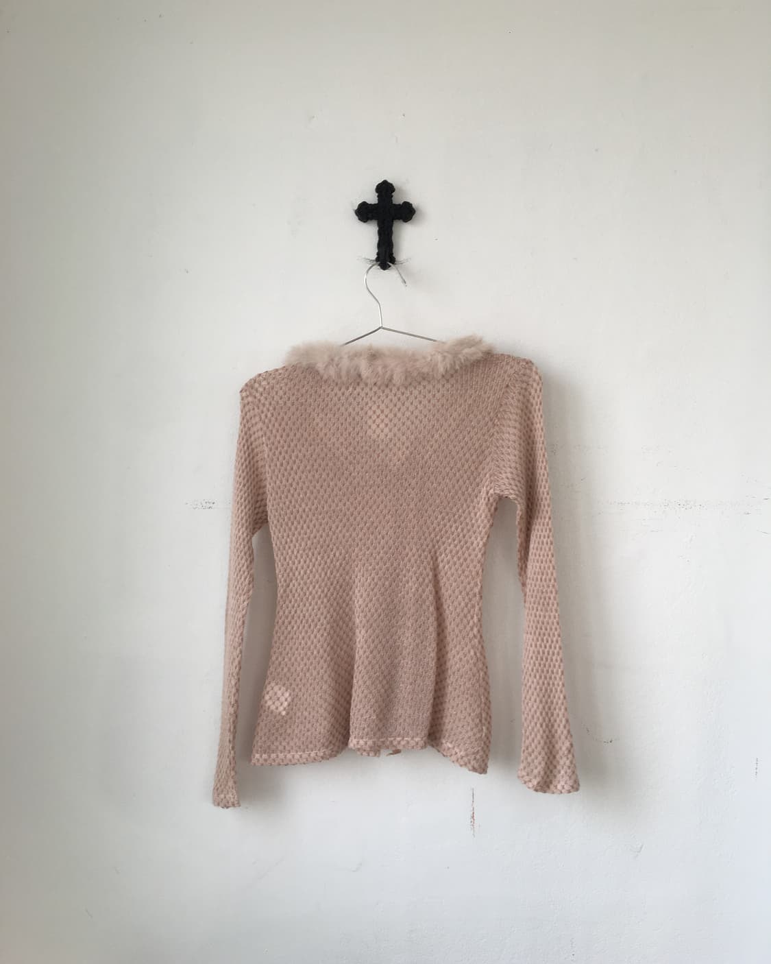 Lest rose fake fur trimming knit cardiga 상품이미지3
